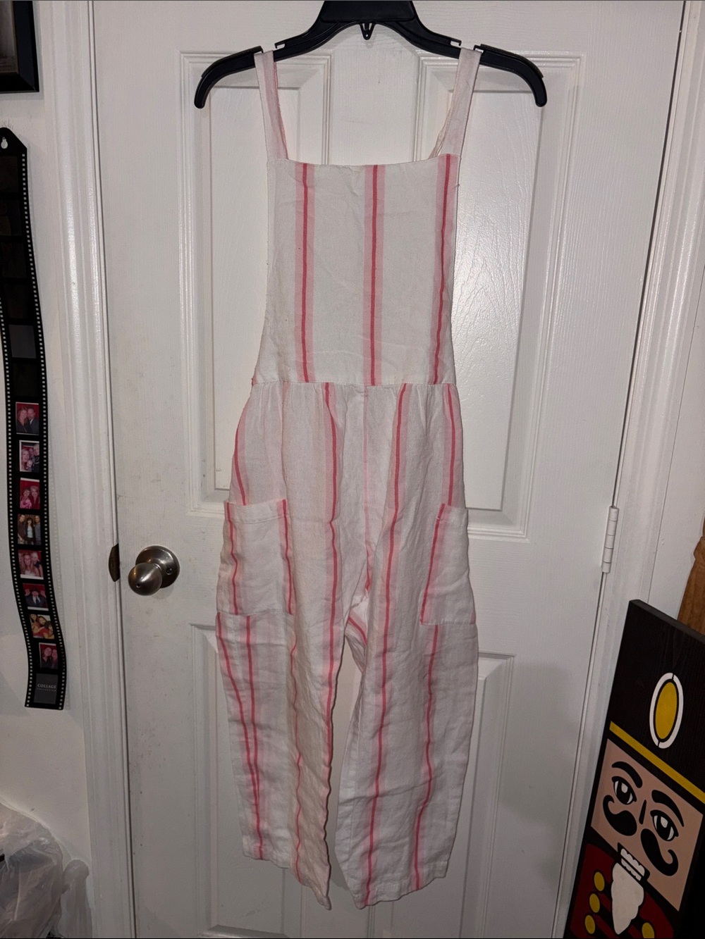 Zara Kids White One-Piece Jumpsuit with Pink Stripes size 11-12